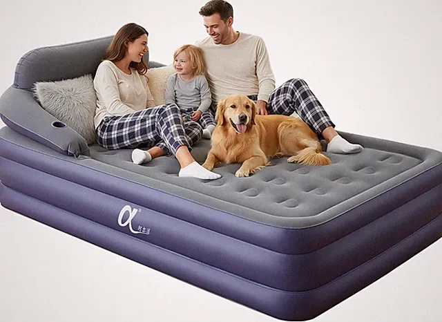 A-ER-FA Queen Air Mattress W/ Detachable Headboard & Cup Holder 20 Height 700lbs