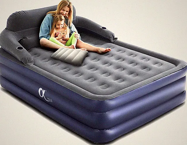 A-ER-FA Queen Air Mattress with Headboard & Cup Holder for Comfort & Guests