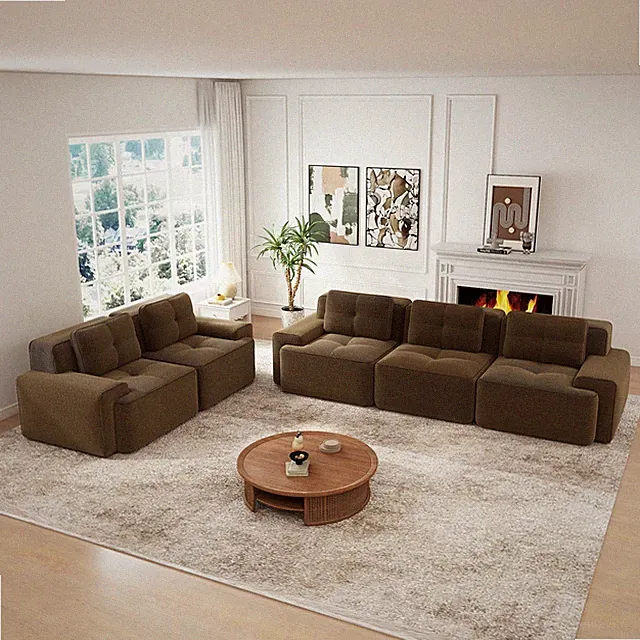 A modular deep-seat sofa set with a two-seater + three-seater combination, cra