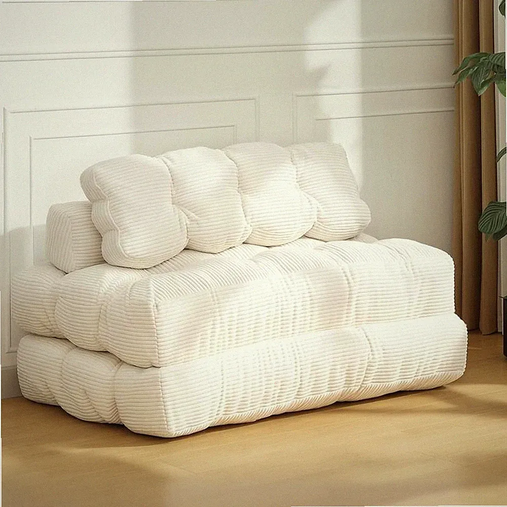 A Set Versatile Folding Sofa Bed Futon Convertible Sleeper Chairs with Pillow