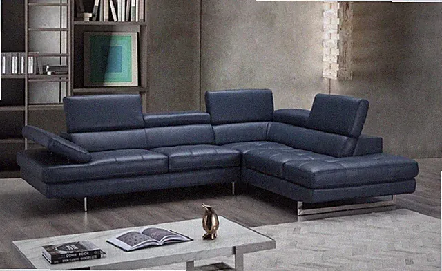 A761 Italian Leather Sectional Blue J&M Furniture