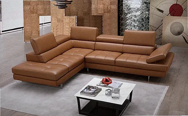 A761 Italian Leather Sectional Caramel J&M Furniture