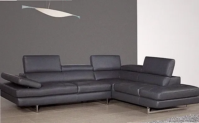 A761 Italian Leather Sectional Slate Grey J&M Furniture