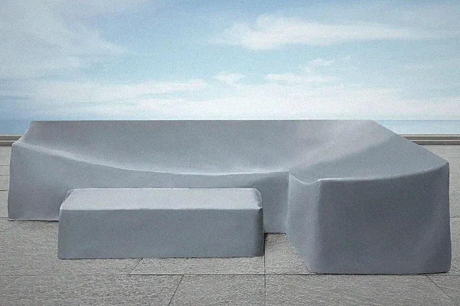 Abbyson Selene 7pc Outdoor Sectional Furniture Cover Set Waterproof Gray New