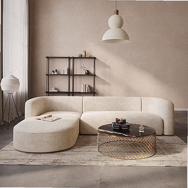 Acanva Luxury Modern Tight Curved Back Velvet Sofa Minimalist Style Comfy Couch