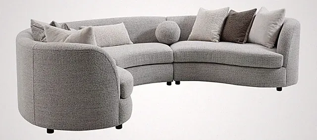 ACME Ivria Fabric Upholstered Sectional Sofa with 9 Pillows in Gray