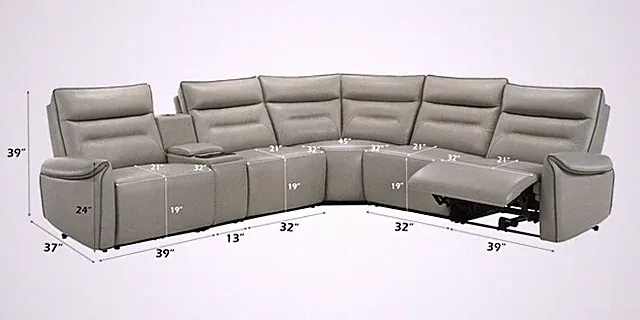 ACME Jayke Power Motion Sectional Sofa in Light Gray Top Grain Leather Match