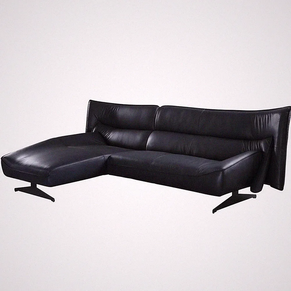 ACME Maeko Top Grain Leather Upholstered Armless Sectional Sofa in Dark Gray