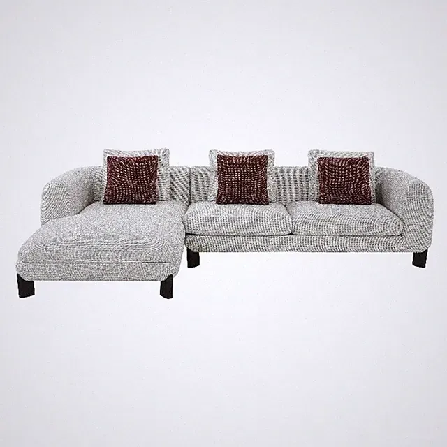 ACME Mardi Sectional Sofa w/3 Pillows in Maroon & Beige Tweed