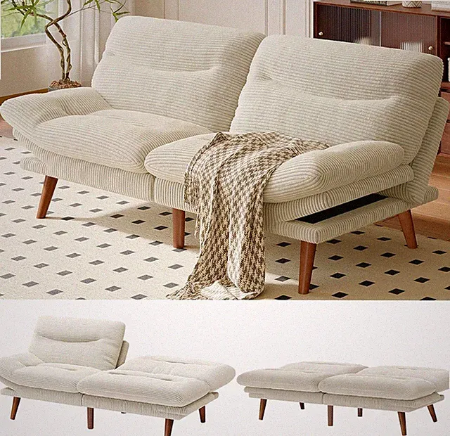ADA 66"Convertible Futon Sofa Bed, Corduroy Folding Futon Set with