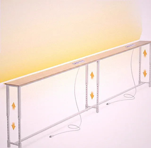 Adjustable 102.4" Sofa Table with USB-C Ports & LED Light, Washed White