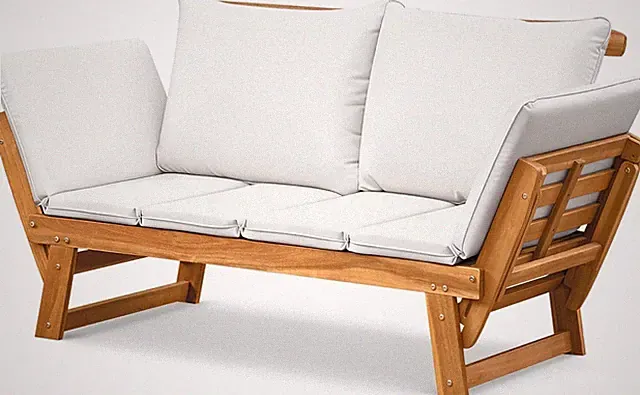 Adjustable Acacia Wood Outdoor Couch Soft Cushions Sofa Jardin Madera Exterior