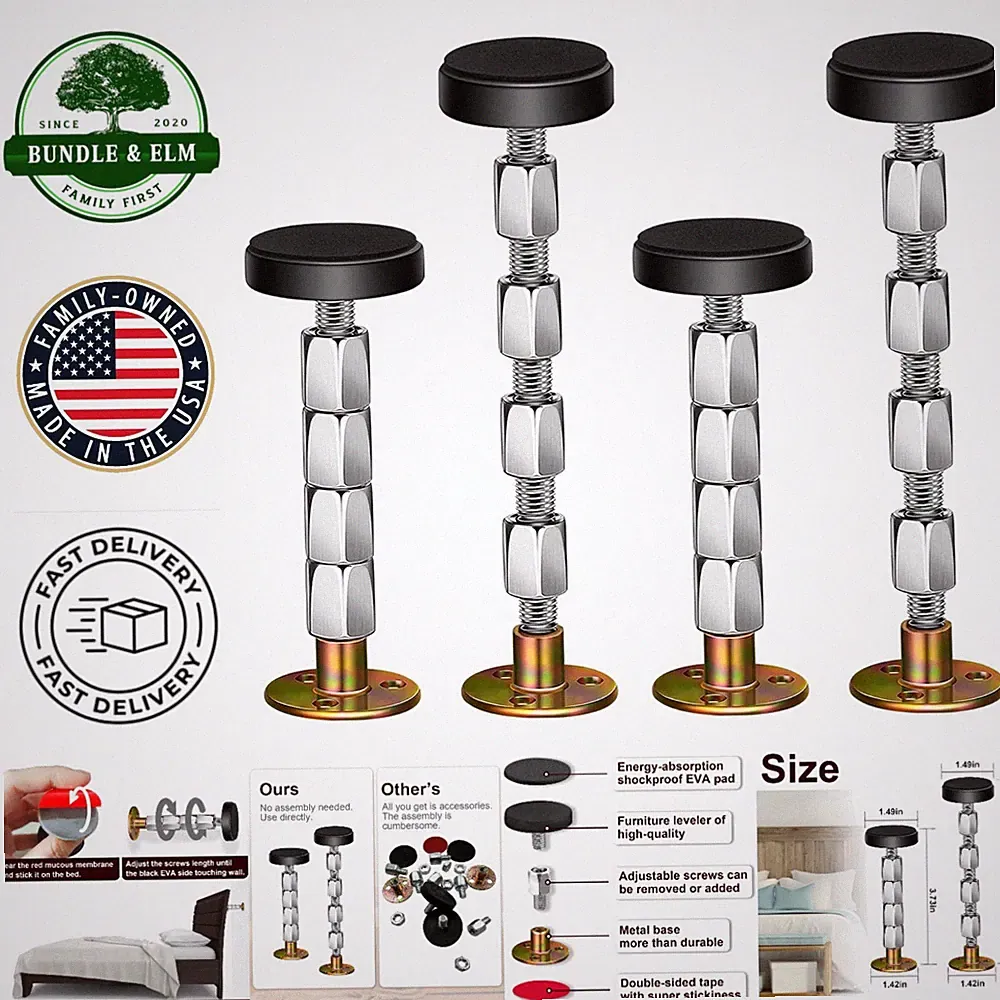 Adjustable Bed Frame Anti-Shake Tool, 4 Pack Headboard Stoppers, Easy Install