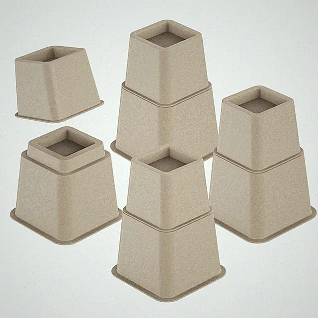 Adjustable Bed Risers 3, 5, 8 Inch Heavy Duty, Stackable Furniture Brown