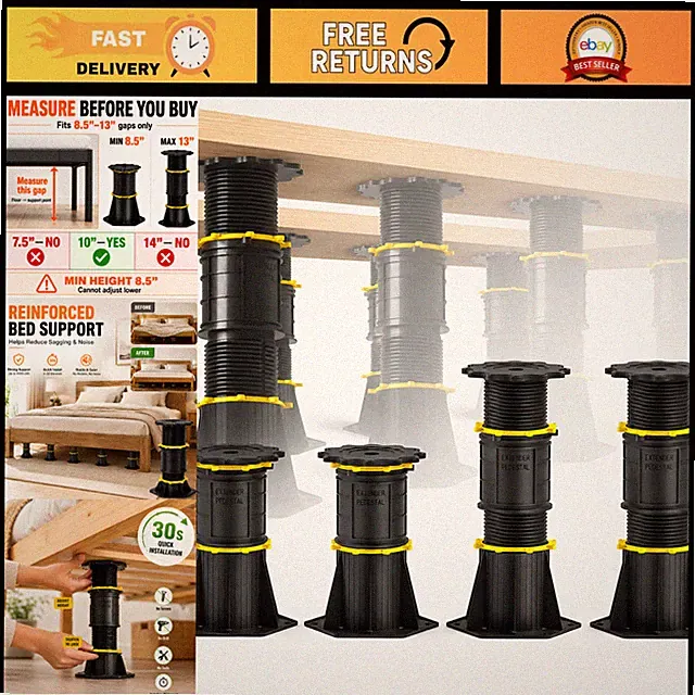 Adjustable Bed Support Legs 8.5-13 Inch, Heavy Duty No Drill Center Support, 440