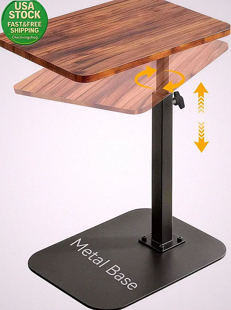 Adjustable C Shaped End Table 360 Swivel Laptop Desk Tray for Sofa Bed Couch