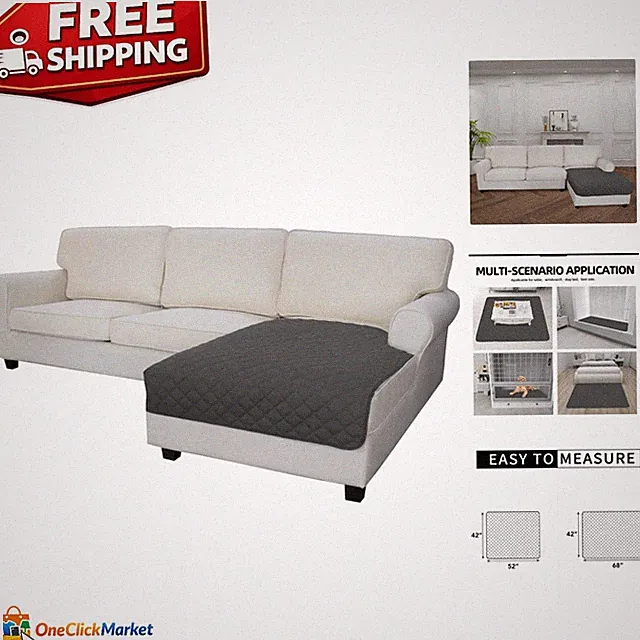 Adjustable Dark Gray Sofa Slipcover for Dogs/Cats - 42x52", Machine Washable