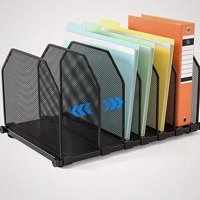 Adjustable File Organizer for Desk, 6 Sections Vertical File Folder Holders D...