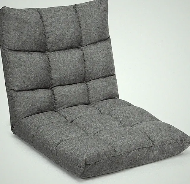 Adjustable Floor Gaming Sofa Chair 14-Position Cushioned Folding Lazy Recliner H