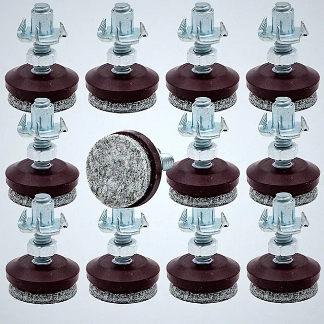 Adjustable Furniture Leveling Feet with Integrated Felt Pads Set of 12
