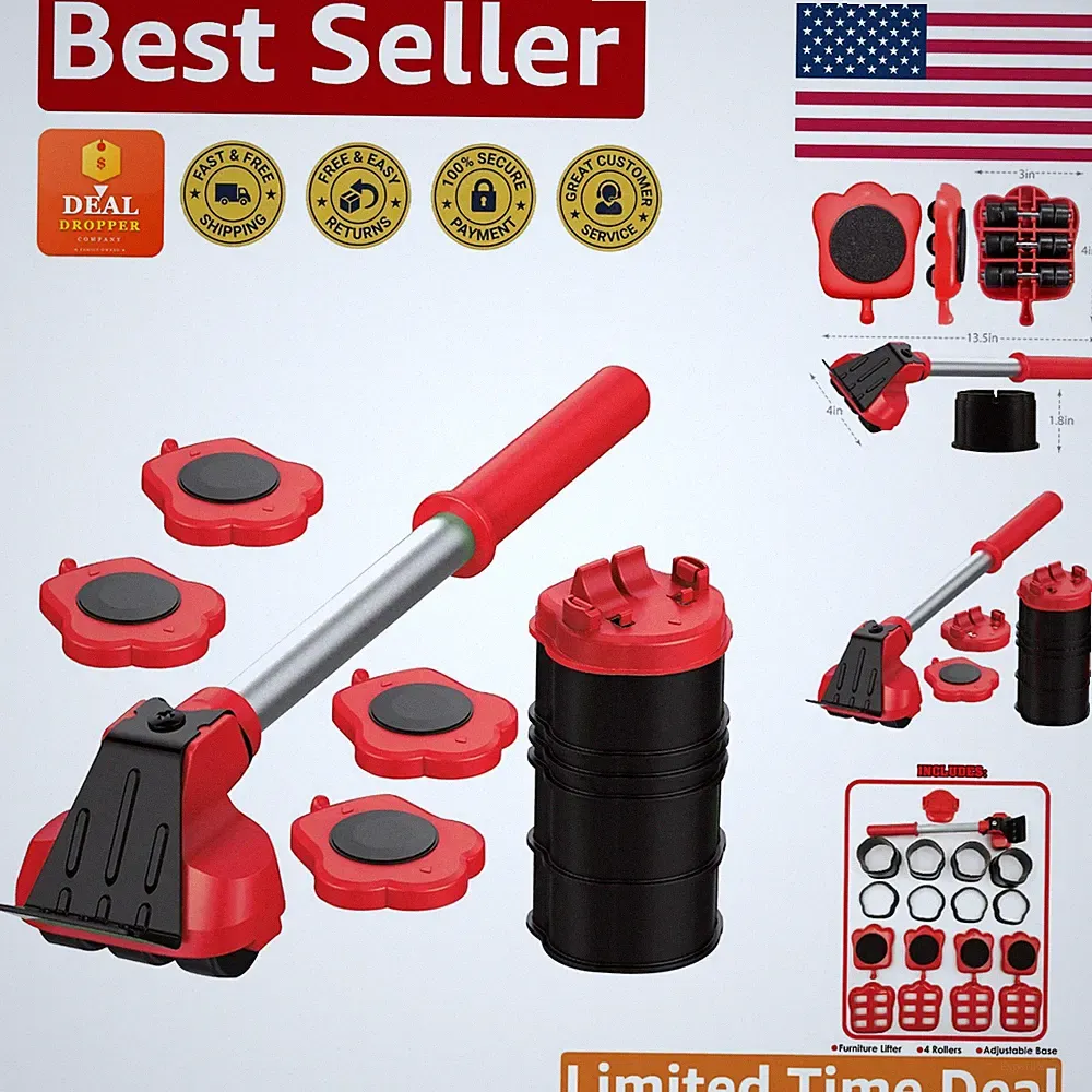 Adjustable Furniture Lifter with 660lbs Capacity - Perfect for Easy Moves, Red