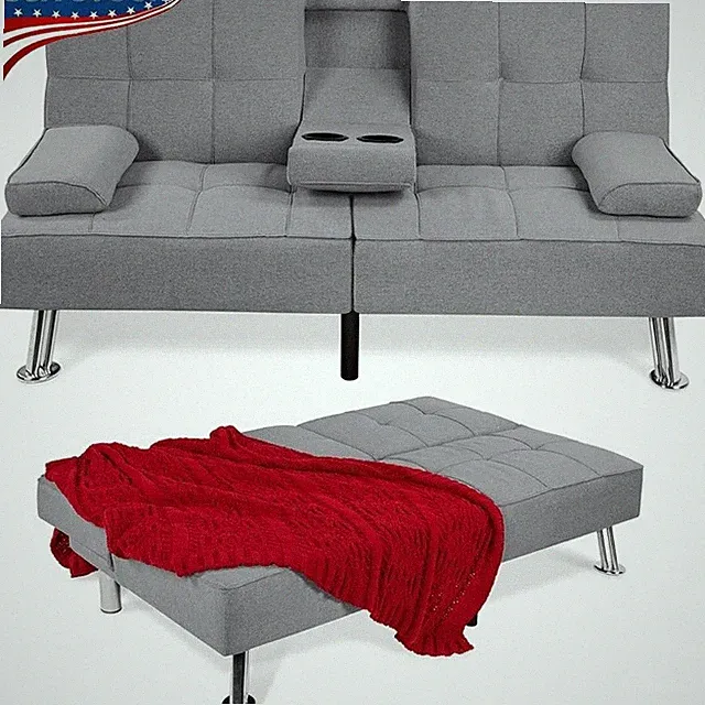 Adjustable Futon Sofa Bed 3 Positions Space Saving Couch 500 lbs Capacity New