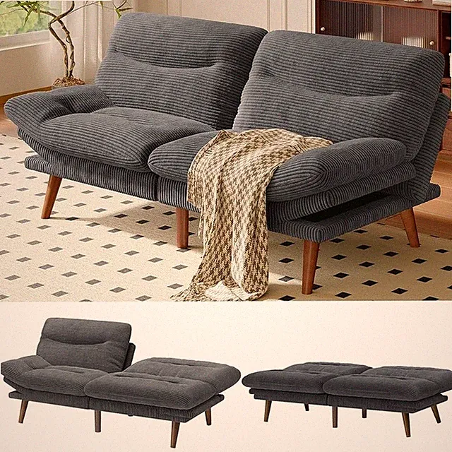 Adjustable Futon Sofa Bed Couch Convertible Loveseat Durable Corduroy Fabric New