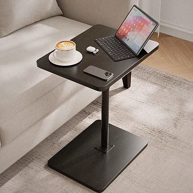 Adjustable Height C Shaped Side Table with 360° Swivel Tray, Slide Under Sofa...