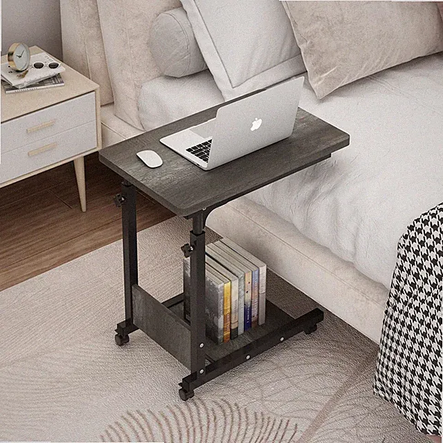 Adjustable Height C Table Sofa Side Bedside Table with Wheels, Hospital Bed T...