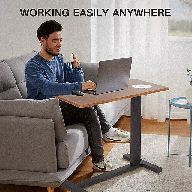 Adjustable Height Rolling C Shape Laptop Table Hidden Under Bed Sofa Side Desk