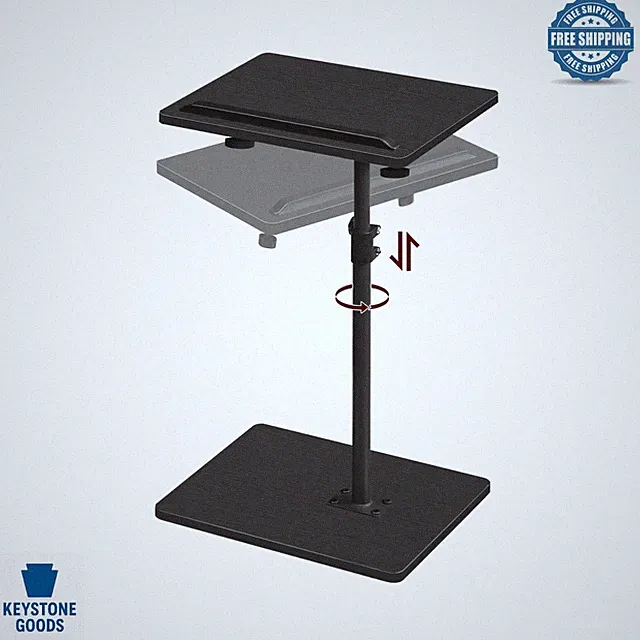 Adjustable Height TV Tray Table with Swivel & Anti-Slip Bar