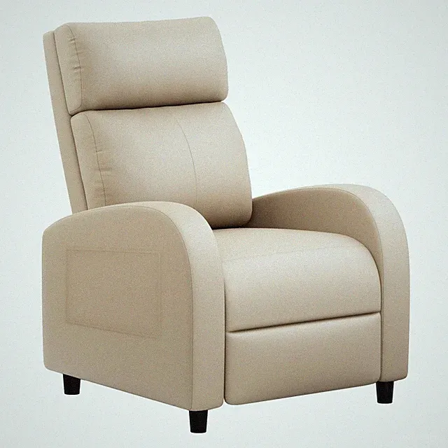 Adjustable Home Theater Recliner Sofa Leather Beige Cushion Backrest