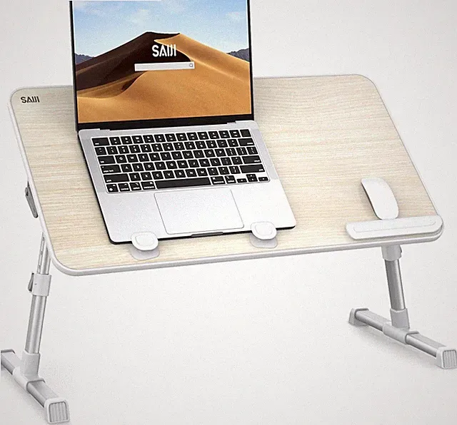 Adjustable Laptop Bed Desk Teak 20.5x11.8 Portable Standing Table