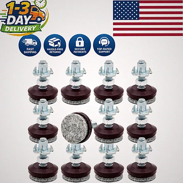 Adjustable Leveling Feet for Furniture - 12 Pack with Locking Hardware Included