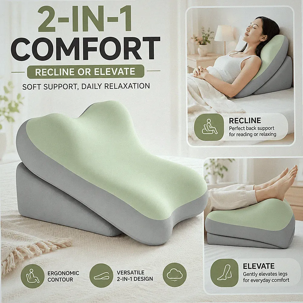 Adjustable Memory Foam Wedge Pillow Set Backrest Reading Bed Sofa SupportCushion
