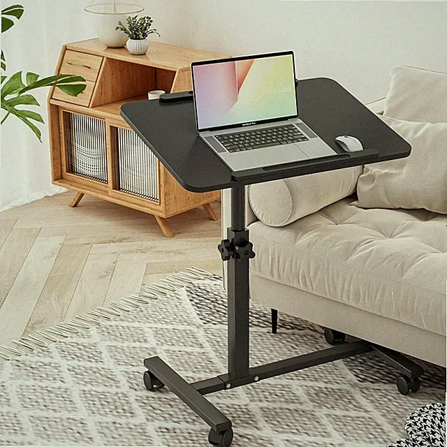 Adjustable Mobile Laptop Table - Portable Rolling Desk for Couch & Bed