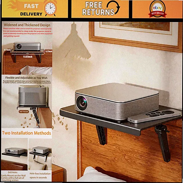 Adjustable No Drill Projector Shelf Mount for Headboard, Sofa & Wall - Space Sav