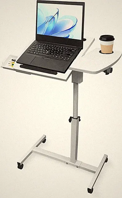 Adjustable Overbed Bedside Table with Tilting Desktop, 23.2-35in Height Adjus...