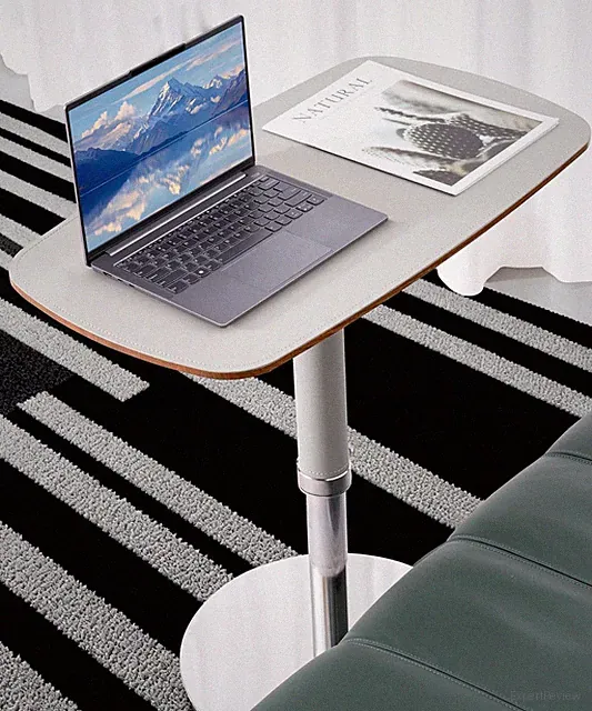 Adjustable Swivel Laptop & TV Tray Table with Faux Leather Cover