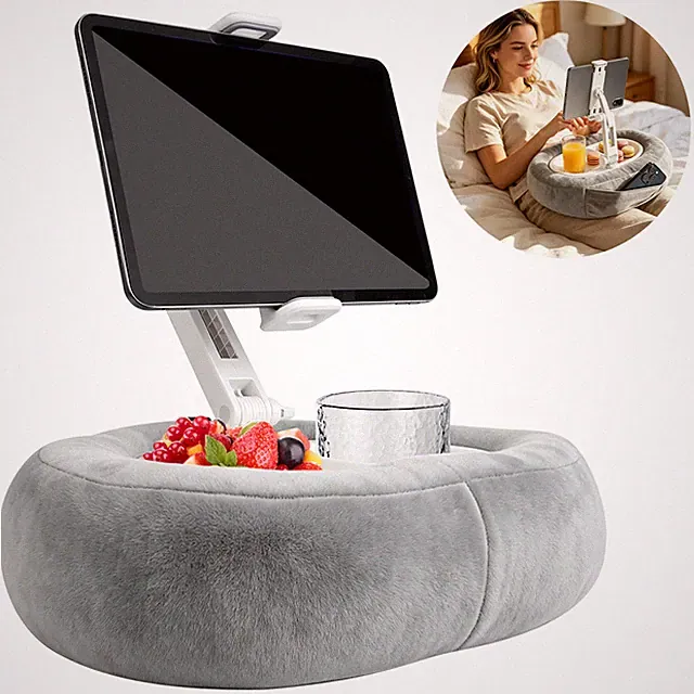 Adjustable Tablet Pillow Holder Stand w/Tray for Bed Sofa iPad Kindle Phone Read