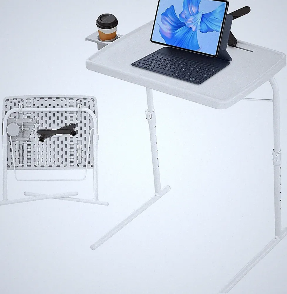 Adjustable TV Tray Stand Folding Bed Desk Sofa Table 6 Height & 3 Angle Settings
