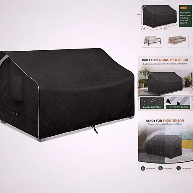 Adjustable Windproof Patio Sofa Cover - 76"W x 32.5"D, Easy Clean & Secure Fit