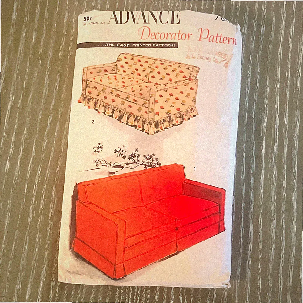 Advance 7607 Sofa-Bed Slipcover Sewing Pattern Printed, Cut, Vintage