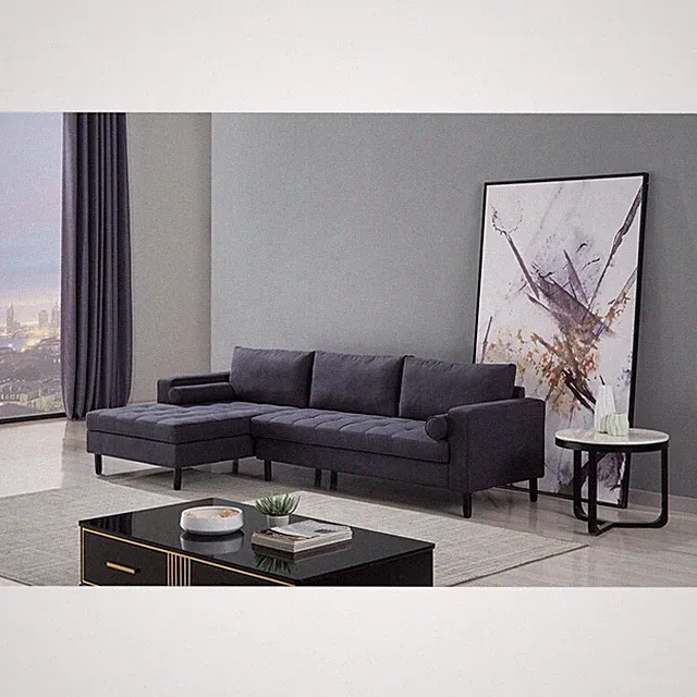 AE-LD826R Dark Gray Color With Velvet Left Facing Chaise Sectional