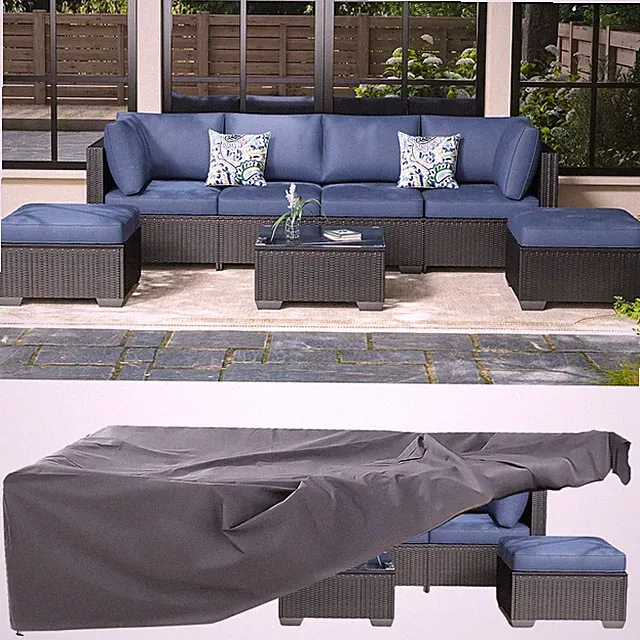 AECOJOY 7-Piece Outdoor Patio Sofa Set w/ Table & Cover, Sectional for Garden