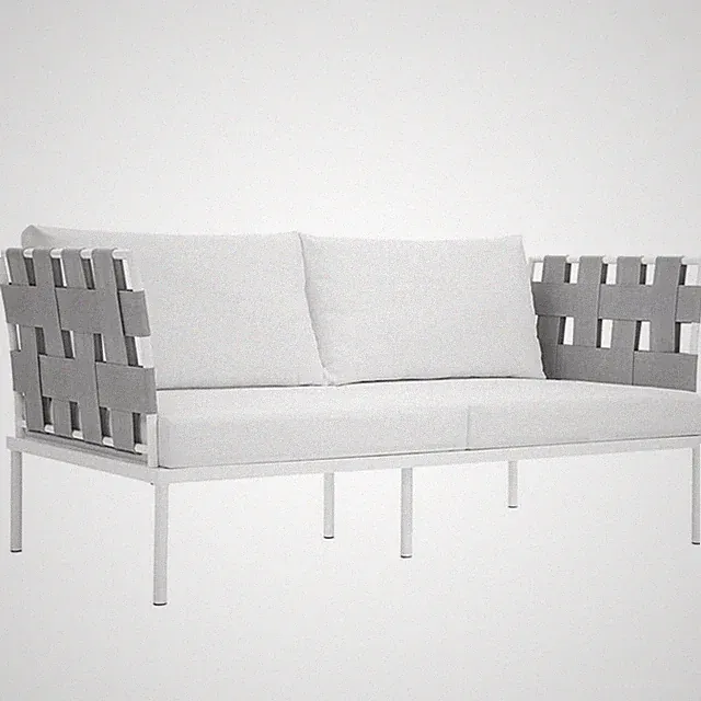 Afuera Living 64" Modern Fabric/Aluminum Patio Loveseat in White