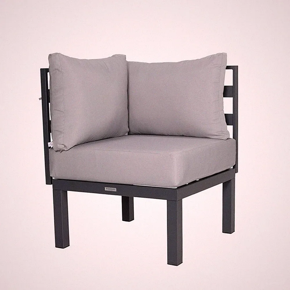 Afuera Living 7-Piece Fabric & Aluminum Sectional and Fire Pit Table in Gray