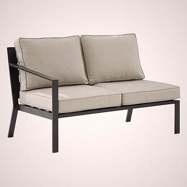 Afuera Living Fabric Outdoor Sectional Left Side Loveseat in Taupe/Matte Black
