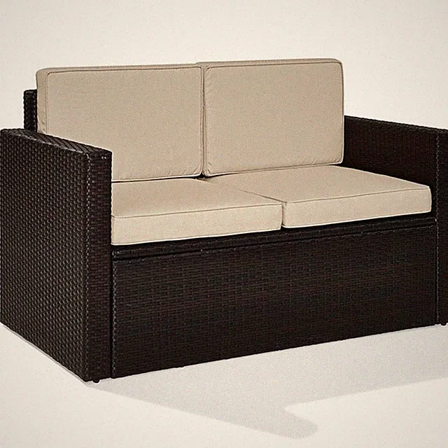 Afuera Living Wicker Patio Loveseat in Brown and Sand