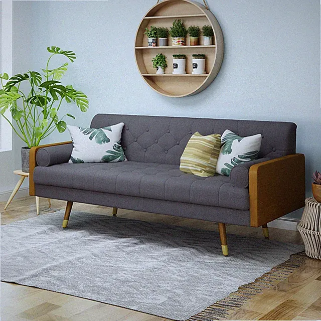 Aidan Mid Century Modern Tufted Fabric Sofa